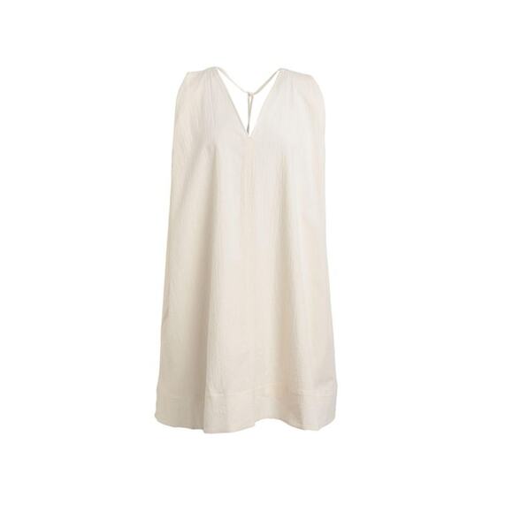 COS White Sleeveless A-Line Dress Cotton Tunic Sz 2 Pockets Minimalist Old Money - Picture 3 of 8